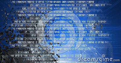 Composition of binary coding processing over exploding human busts Stock Photo