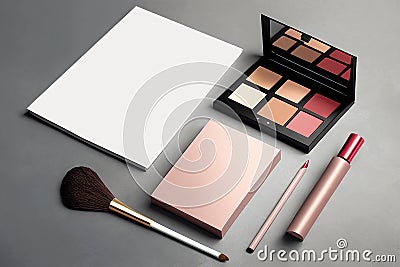 Makeup artist branding mockup. AI generation Stock Photo