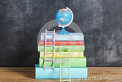 Composition books globe. High quality and resolution beautiful photo concept Stock Photo