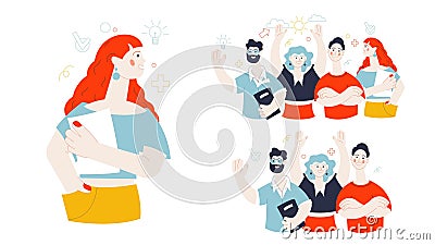 The composition with businesslike, modern young Vector Illustration