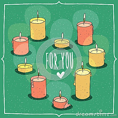 Composition with candles in heart shape Vector Illustration