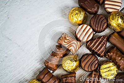 Composition of Chocolate pralines made at home Stock Photo