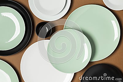 composition different colored plates. High quality photo Stock Photo