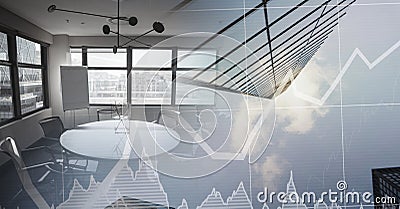 Composition of digital diagrams over modern office Stock Photo