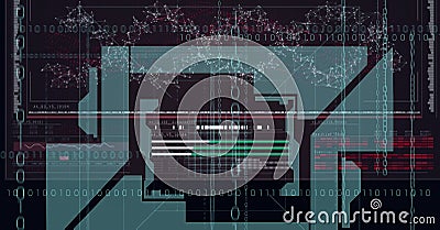 Composition of dna strand and binary coding data processing Stock Photo