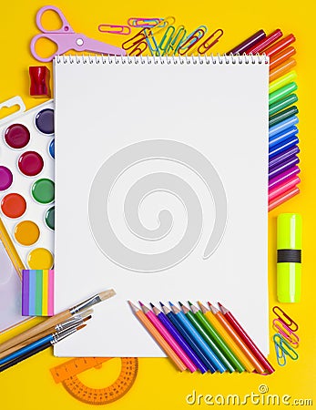 Composition of drawing and painting tools Stock Photo