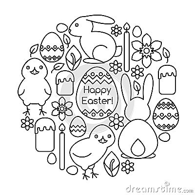 Composition of Easter symbols Vector Illustration