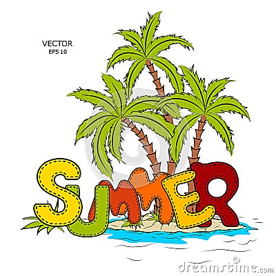 Composition of elements for the design of summer design. Vector illustration Vector Illustration