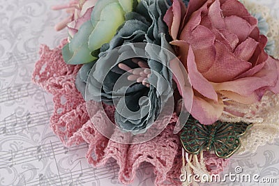 Composition with flowers from fabric Stock Photo