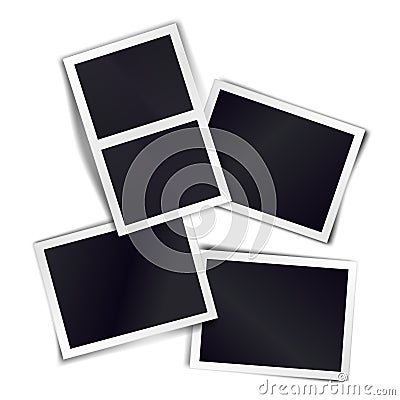 Composition of four blank vintage photo frames on transparent background. Template for design. Vector illustration Vector Illustration