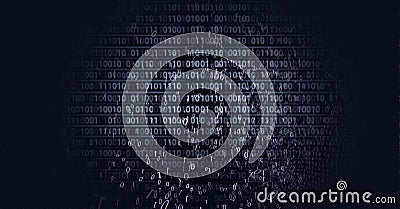Composition of globe formed with binary coding on black background Stock Photo