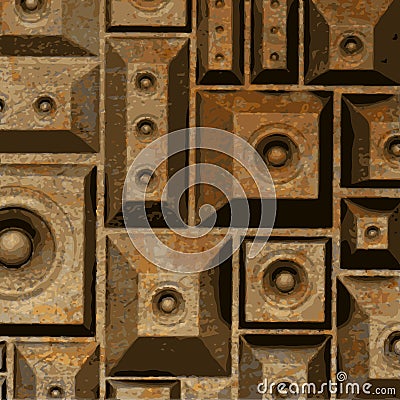 Composition grunge old rusty speaker sound system Vector Illustration