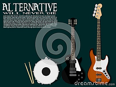 Composition of instrument of alternative band Vector Illustration