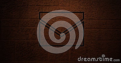 Composition of mail envelope icon over brick wall Stock Photo