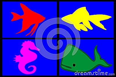 Composition of marine animals Stock Photo