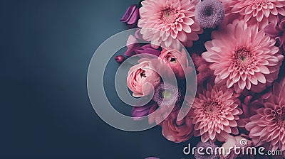 Gerberas and Peonies on Dark Background Stock Photo