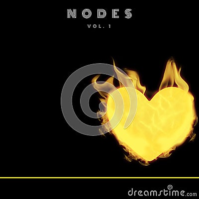 Composition of nodes vol 1 text over glowing heart on black background Stock Photo