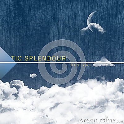 Composition of optic splendour revival text over diamond, moon and clouds on blue background Stock Photo