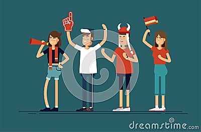 Composition people with flags make up vector illustration Vector Illustration