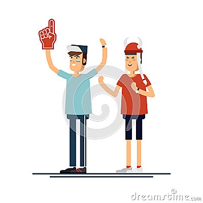 Composition people with flags make up vector illustration Vector Illustration