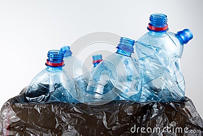 Composition with plastic bottles of mineral water. Plastic waste. Plastic bottles recycle background concept Stock Photo