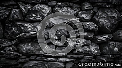 Abstract background featuring a black wall composed of coal Stock Photo
