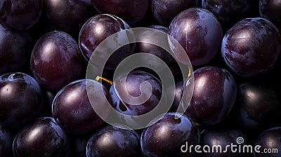 composition prune plum isolated Cartoon Illustration