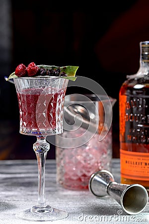 Composition red cocktail alcoholic food composition Stock Photo