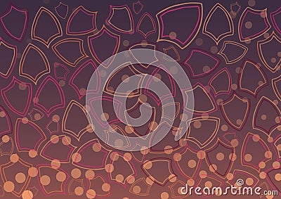 Composition of repeated shield pattern and dots on brown background Stock Photo