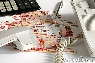 Composition Russian roubles Stock Photo