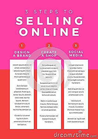 Composition of selling online text over 3 steps to selling Stock Photo