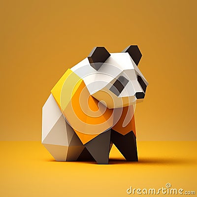 Minimalist Origami Panda Composition Stock Photo