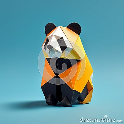 Minimalist Origami Panda Composition Stock Photo