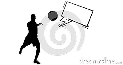 Composition of silhouette of football player and speech bubble with copy space Stock Photo