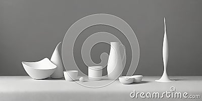 Composition of simple objects against plain background. Ai Generative Stock Photo