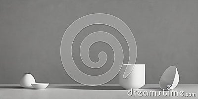 Composition of simple objects against plain background. Ai Generative Stock Photo