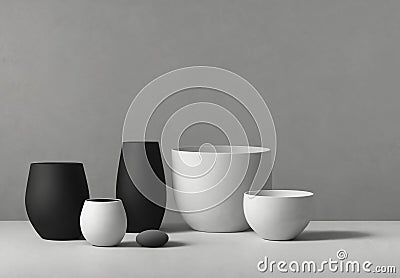 Composition of simple objects against plain background. Ai Generative Stock Photo