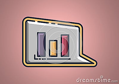 Composition of speech bubble with block graph statistical information Stock Photo