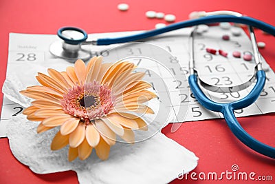 Composition with stethoscope, calendar Stock Photo