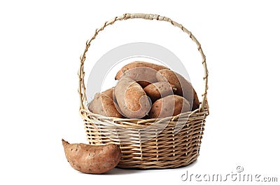 Composition with sweet potatoes on white background Stock Photo