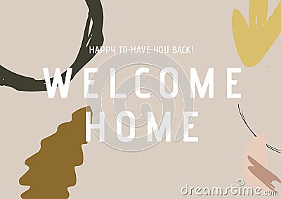 Composition of welcome home text with abstract shapes on beige background Stock Photo