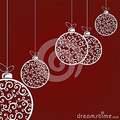 A composition of white elegant Christmas balls in retro style with a pattern. Vector Illustration