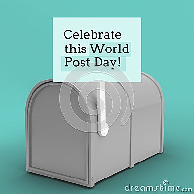 Composition of world post day text over closed mailbox Stock Photo