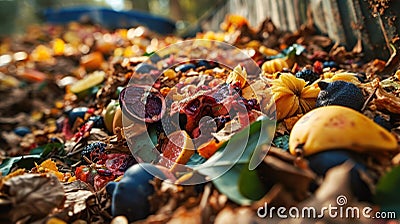 Compost Pile with Fruit Peels - AI Generated Stock Photo