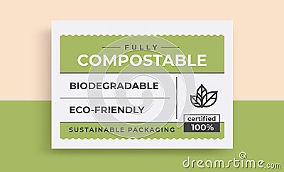 Compostable label vintage. Eco-Friendly material Vector Illustration