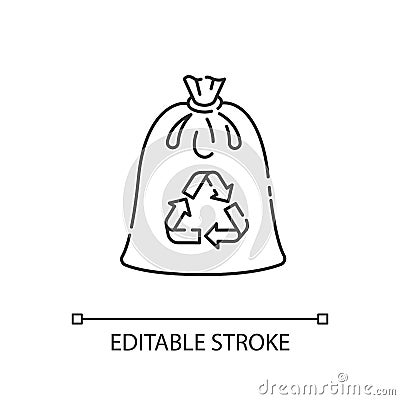 Compostable trash bag linear icon Vector Illustration