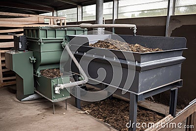 composting system with mechanical turnings device, making it easy to mix and aerate Stock Photo