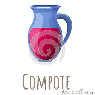 Compote jug icon, cartoon style Vector Illustration
