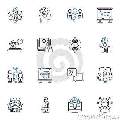 Comprehending concepts line icons collection. Understanding, Clarity, Comprehension, Perception, Aperture, Insight Vector Illustration