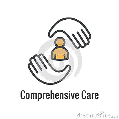 Comprehensive Care Icon with health related symbolism and image Vector Illustration